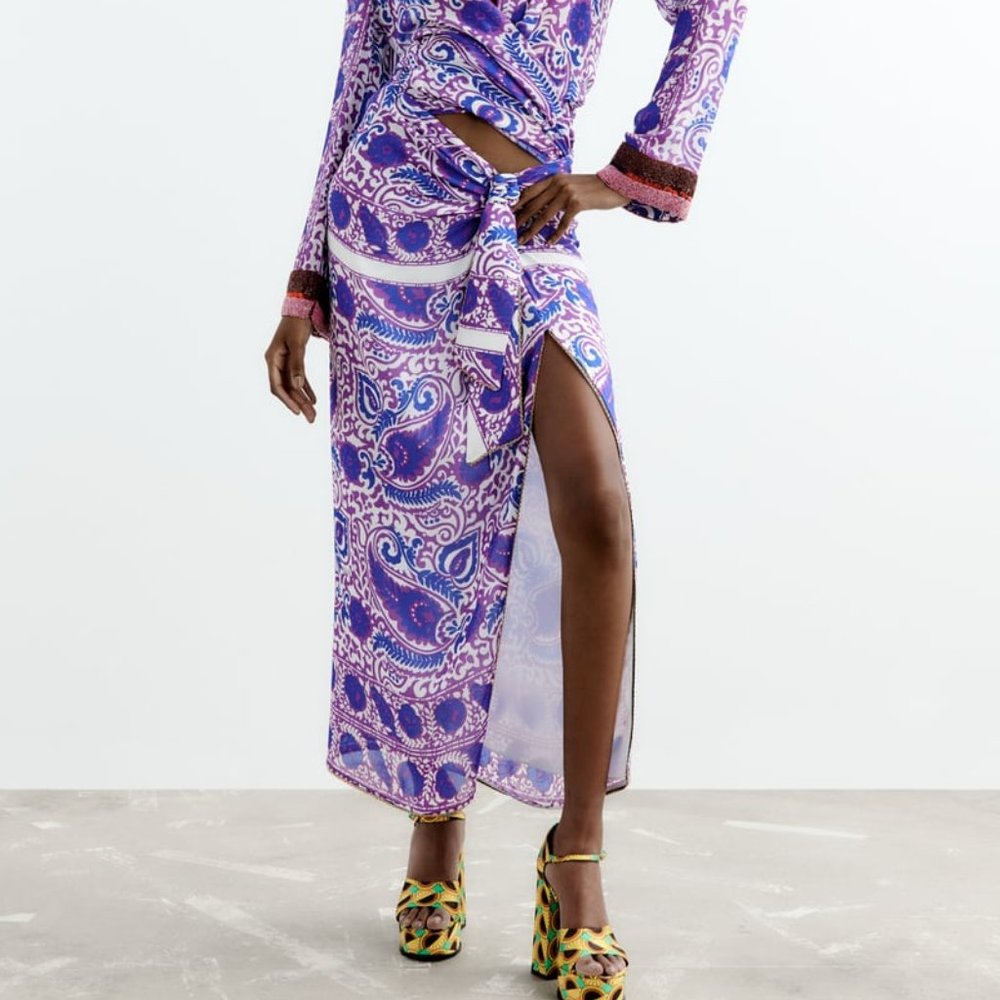 NWT PURPLE BEADED PAREO SKIRT.